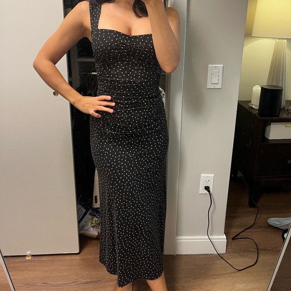 Reformation Suvi Polka Dot Ruched Body-Con Dress - Picture 1 of 2